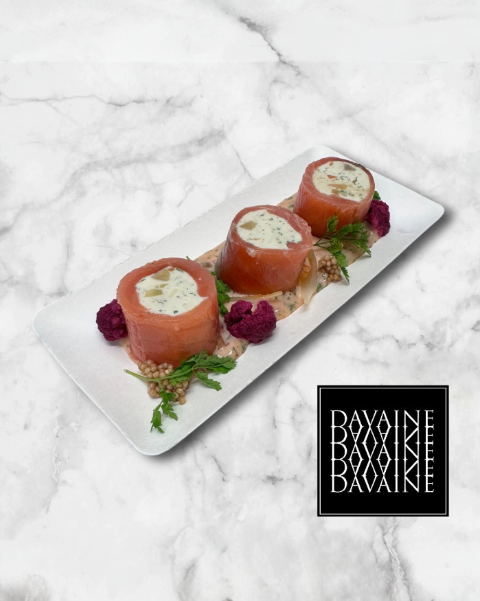 Cannelloni de saumon fumé chèvre et fruits secs 