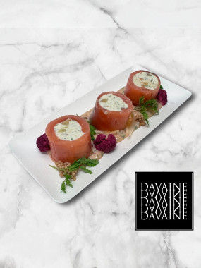 Cannelloni de saumon fumé chèvre et fruits secs 
