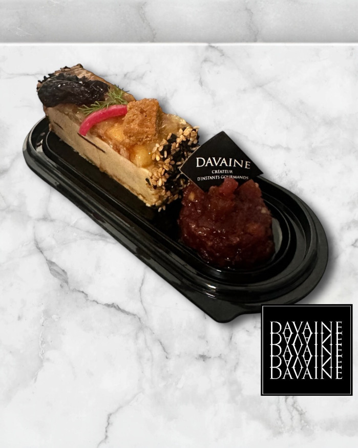 Finger de foie gras, façon tatin aux pommes caramélisées