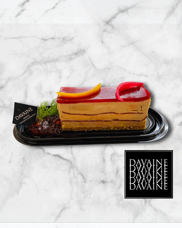 Opéra de foie gras viande des grisons, gelée framboise