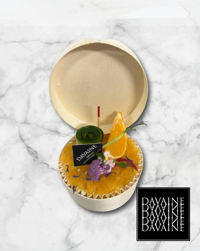 Chartreuse de cabillaud, crevettes grises, céleri, mandarine