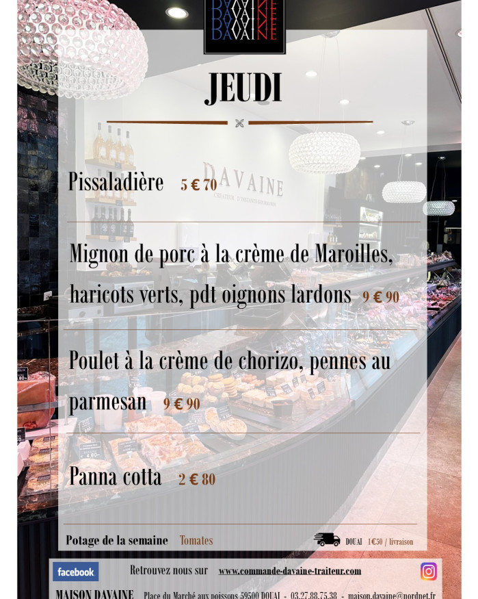  formule Plat du jeudi 2/10