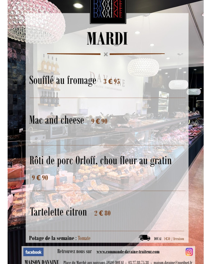  formule Plat du mardi 18/11