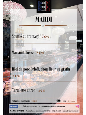  formule Plat du mardi 18/11