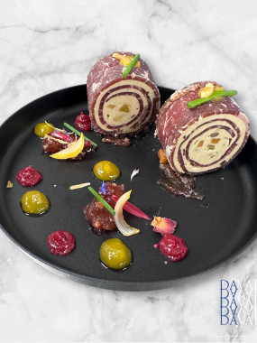 maki de bœuf  maturé au foie gras en spirale