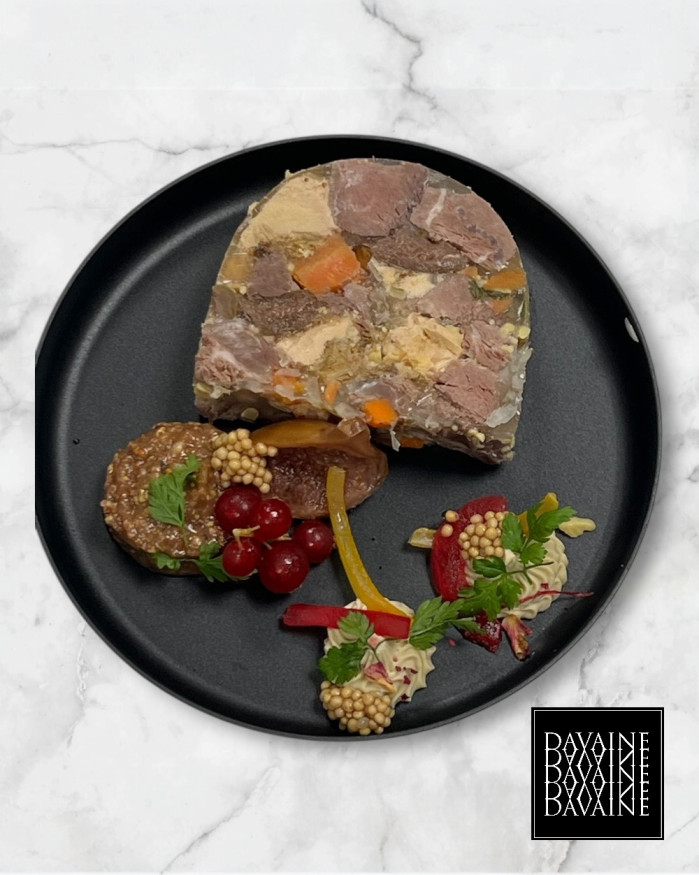 pressé de paleron confit, foie gras et figues 