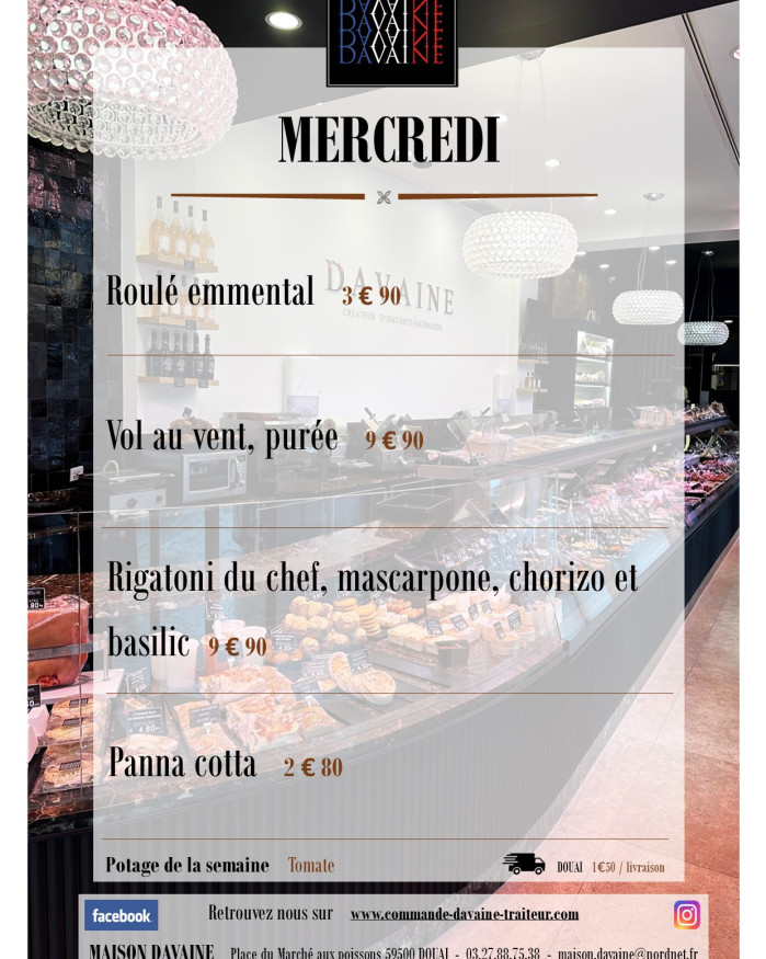  formule Plat du mercredi  7/01