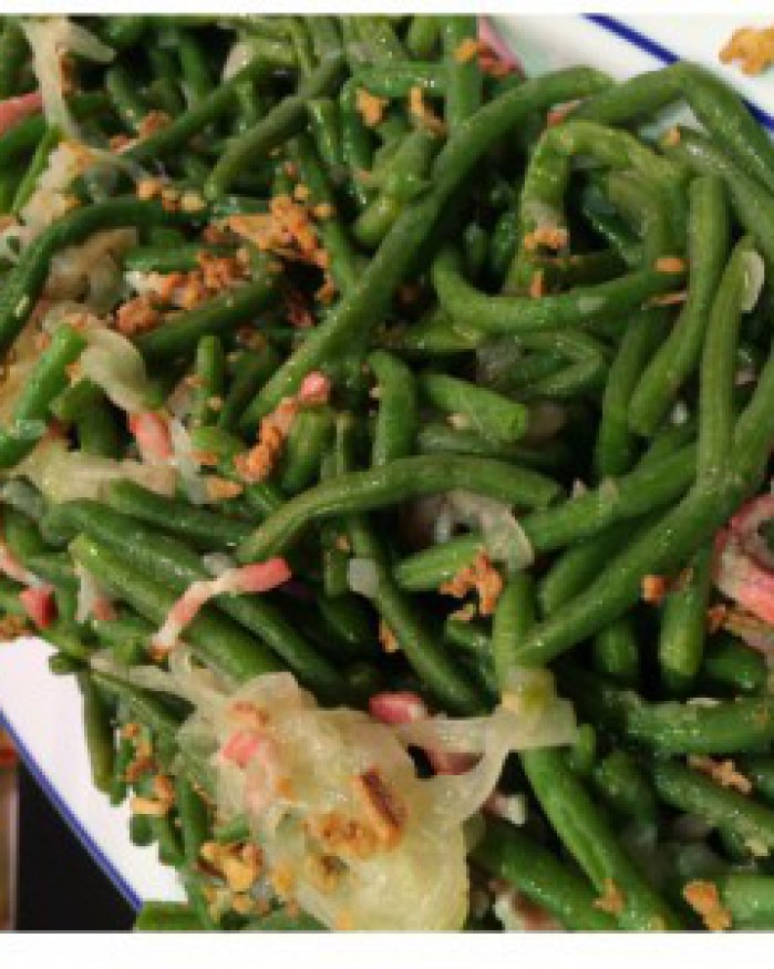 Salade de haricots verts au lard