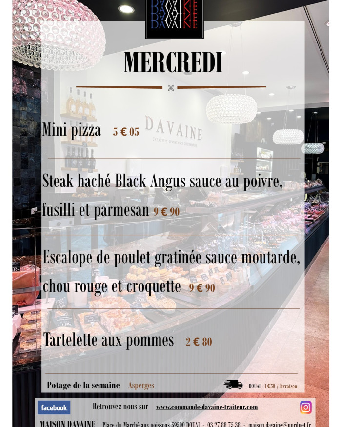  formule Plat du mercredi  4/03