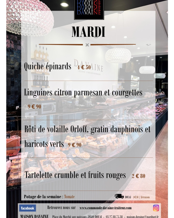  formule Plat du mardi 2/06