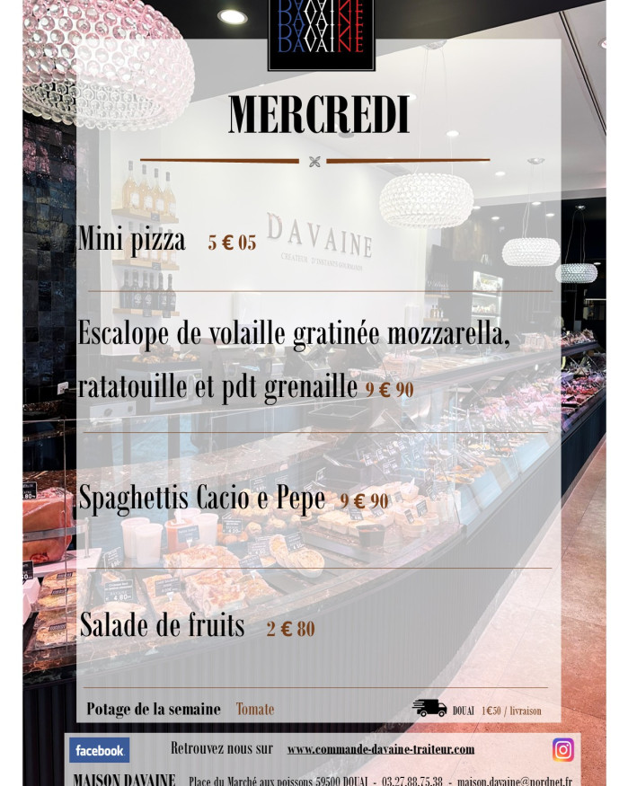  formule Plat du mercredi  3/06