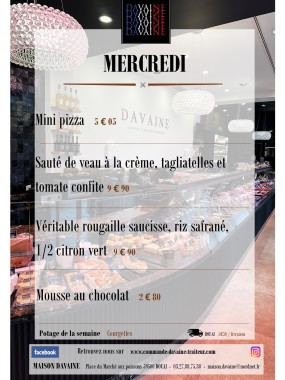  formule Plat du mercredi  1/07