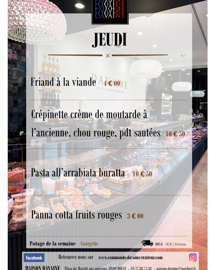  formule Plat du jeudi 3/09