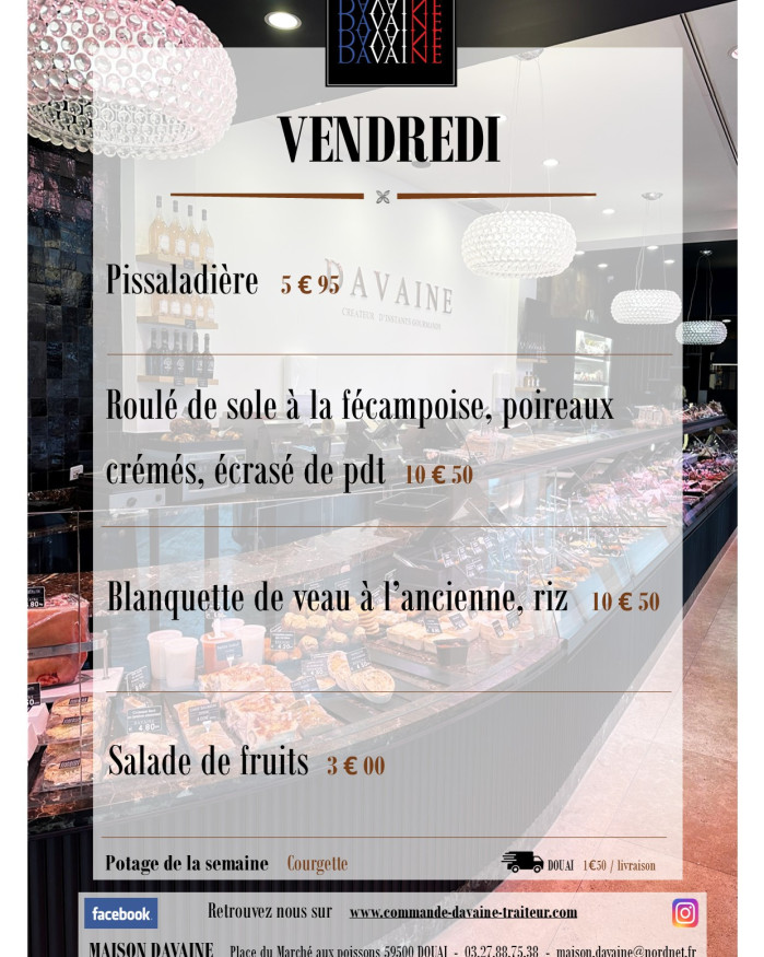  formule Plat du vendredi 4/09