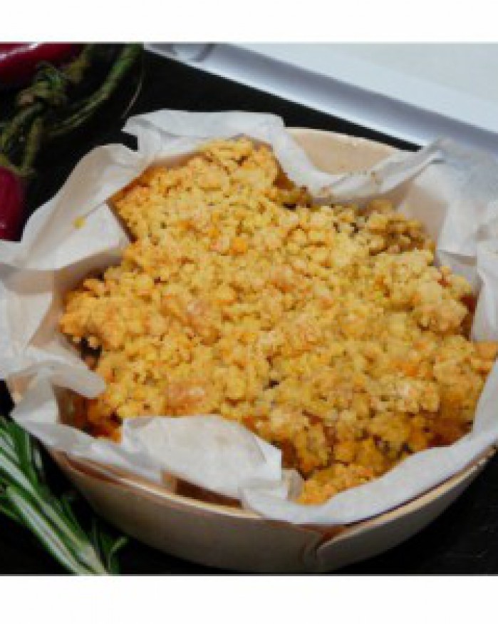 Crumble d'aubergine au fromage italien