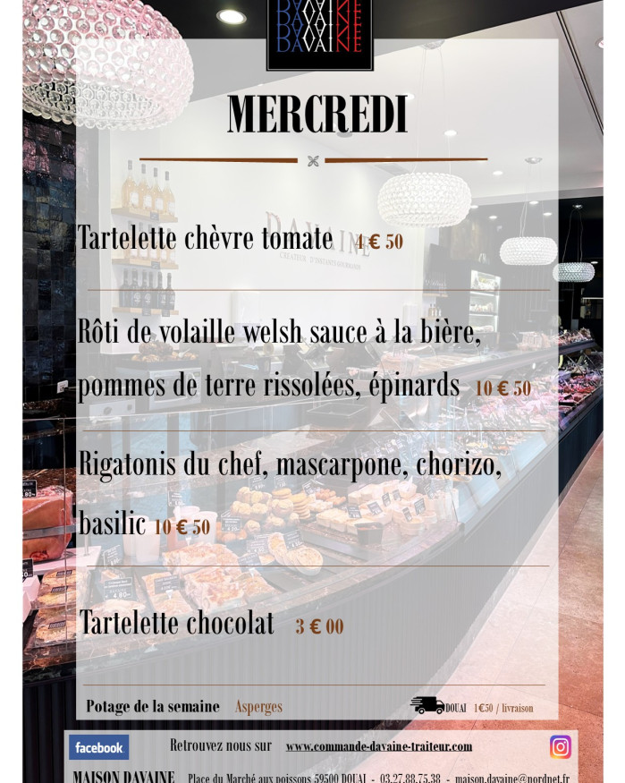  formule Plat du mercredi  30/09