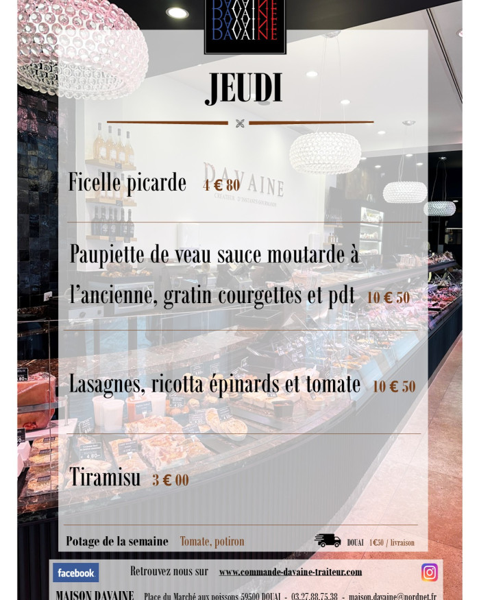  formule Plat du jeudi 8/10