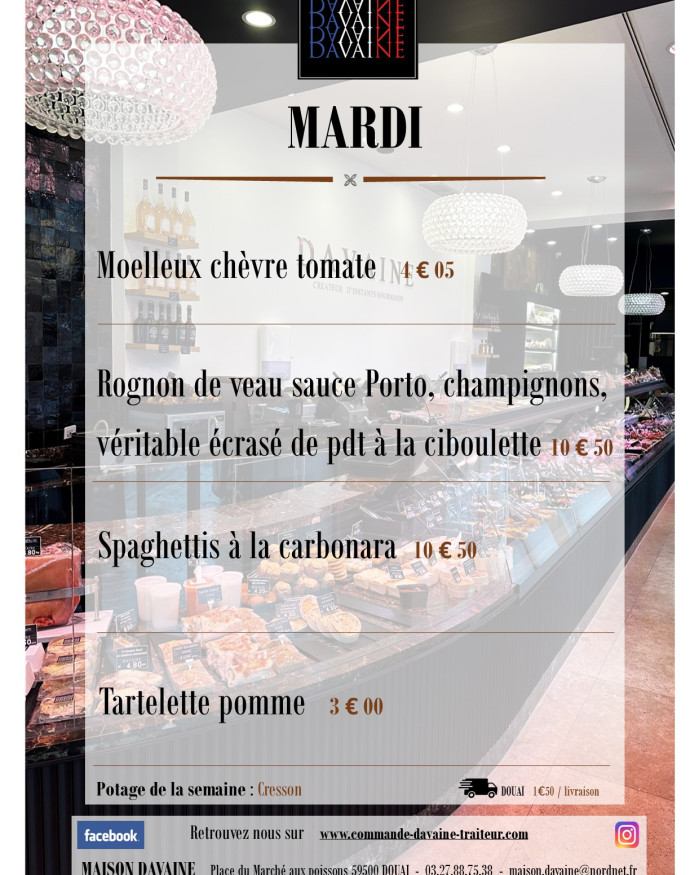 formule Plat du mardi 13/10