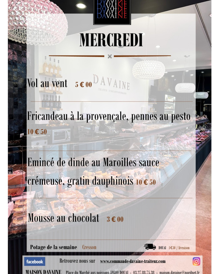  formule Plat du mercredi  14/10