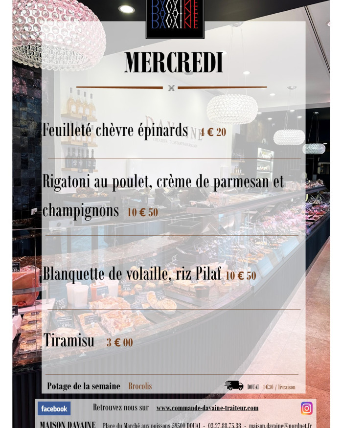  formule Plat du mercredi 28/10