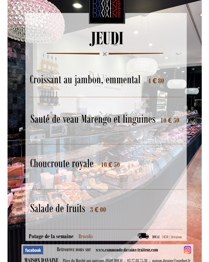  formule Plat du jeudi 29/10